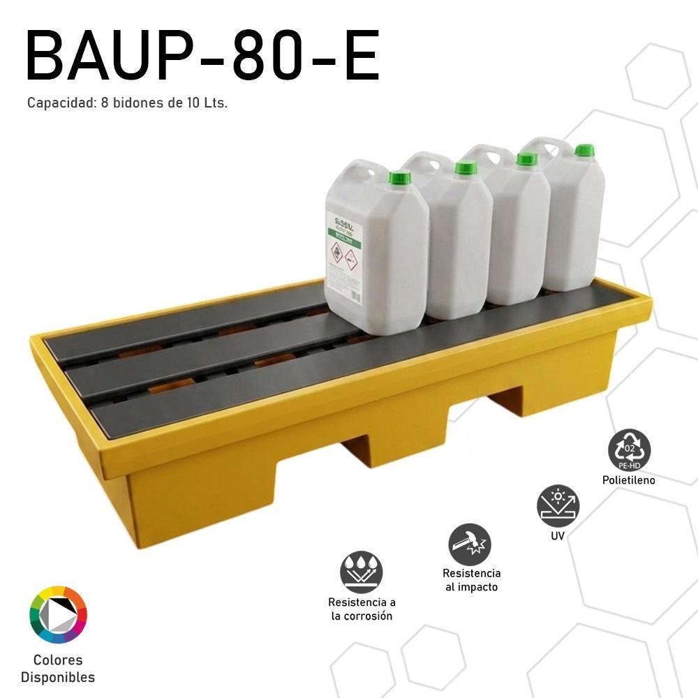 Batea antiderrame reforzada para 8 bidones de 10 lts. BAUP-80-E