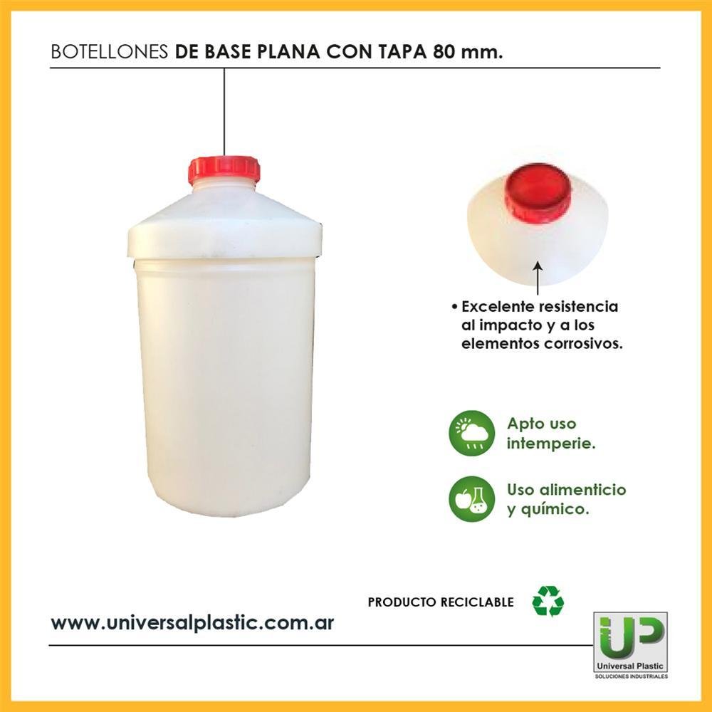 Botellones de base plana con tapa 80mm