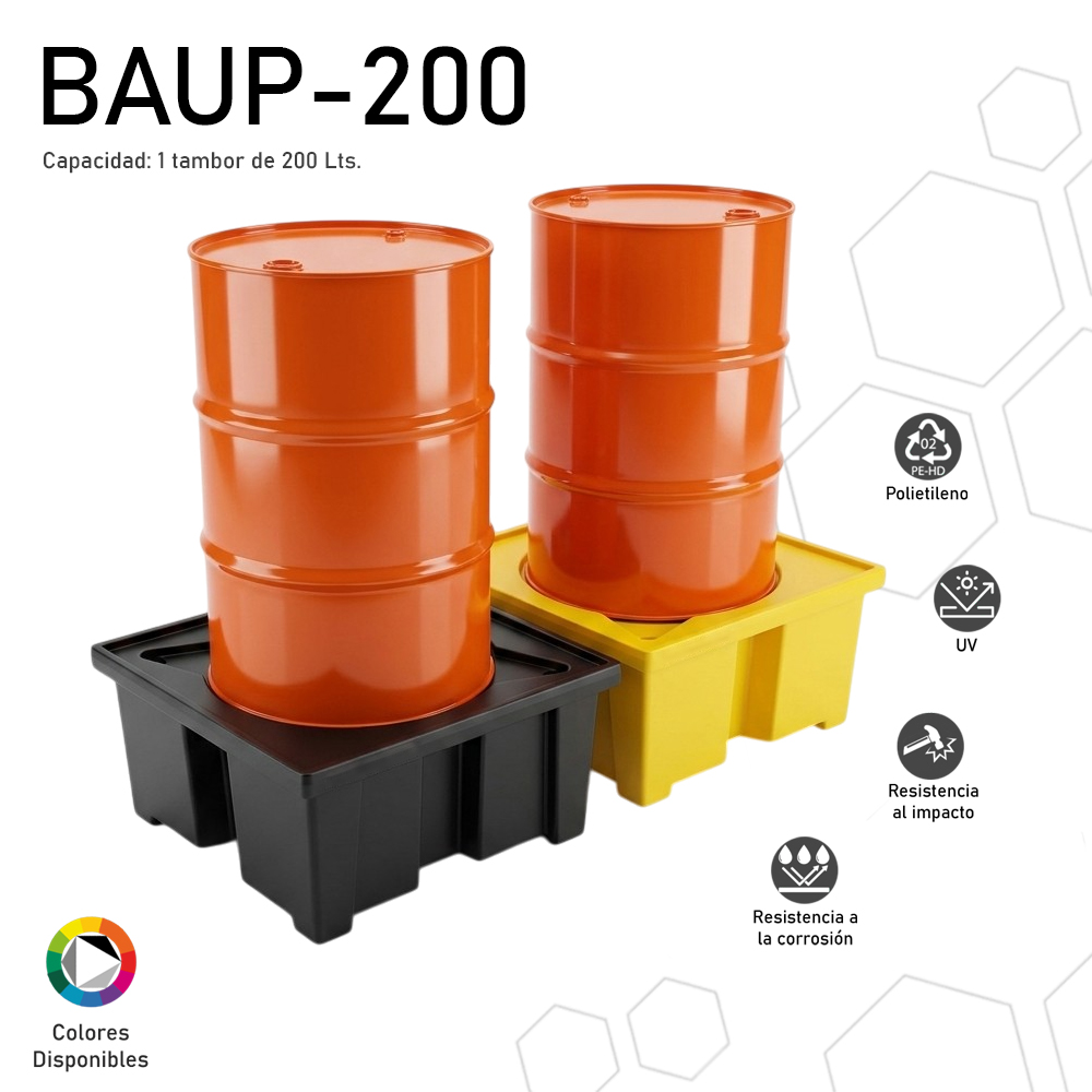 Batea antiderrame reforzada de 1 tambor – BAUP-200