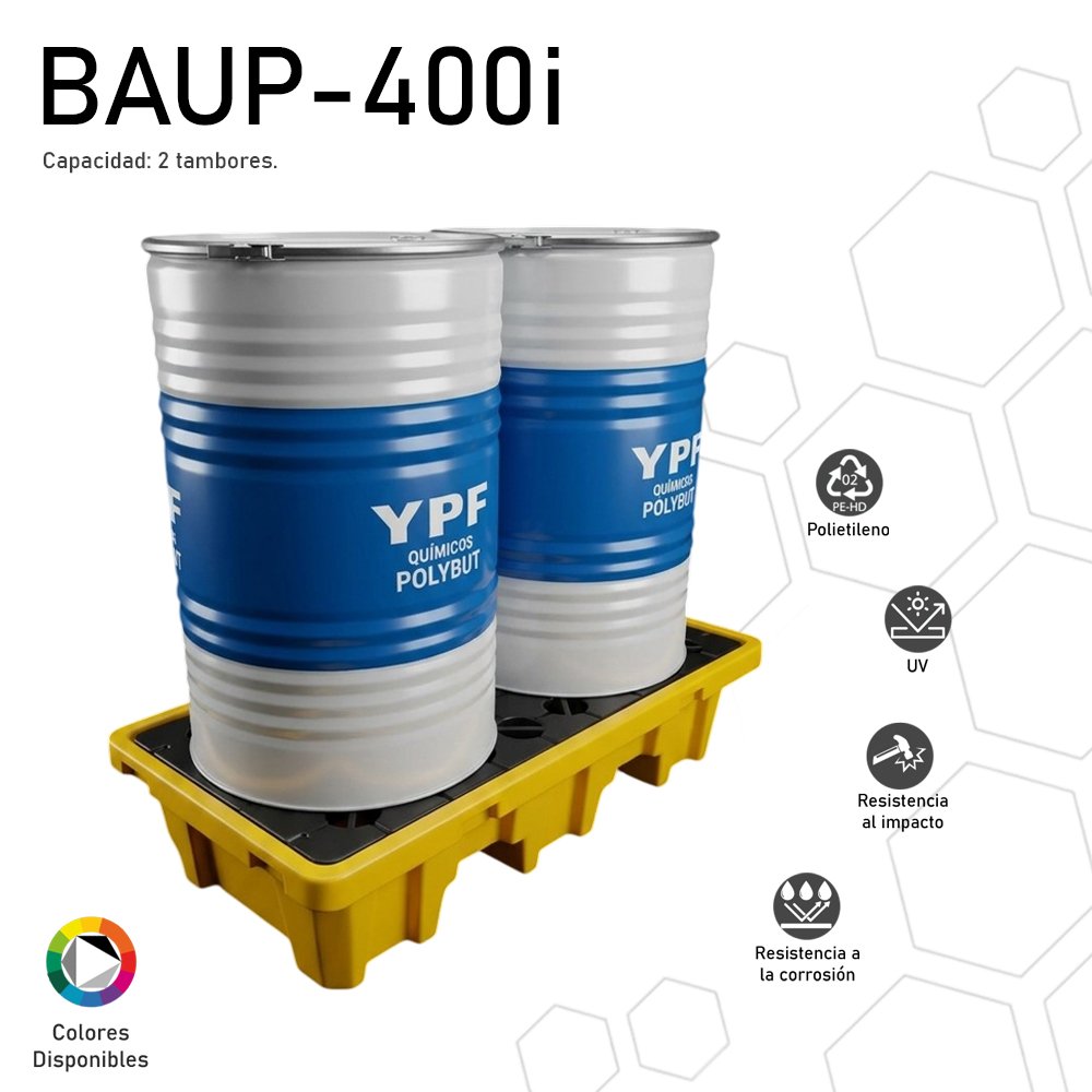 Batea antiderrame reforzada / 2 tambores BAUP-400i